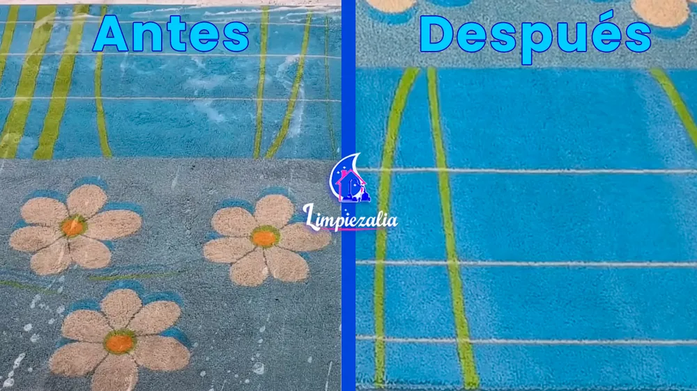 Alfombra limpia antes y después del servicio